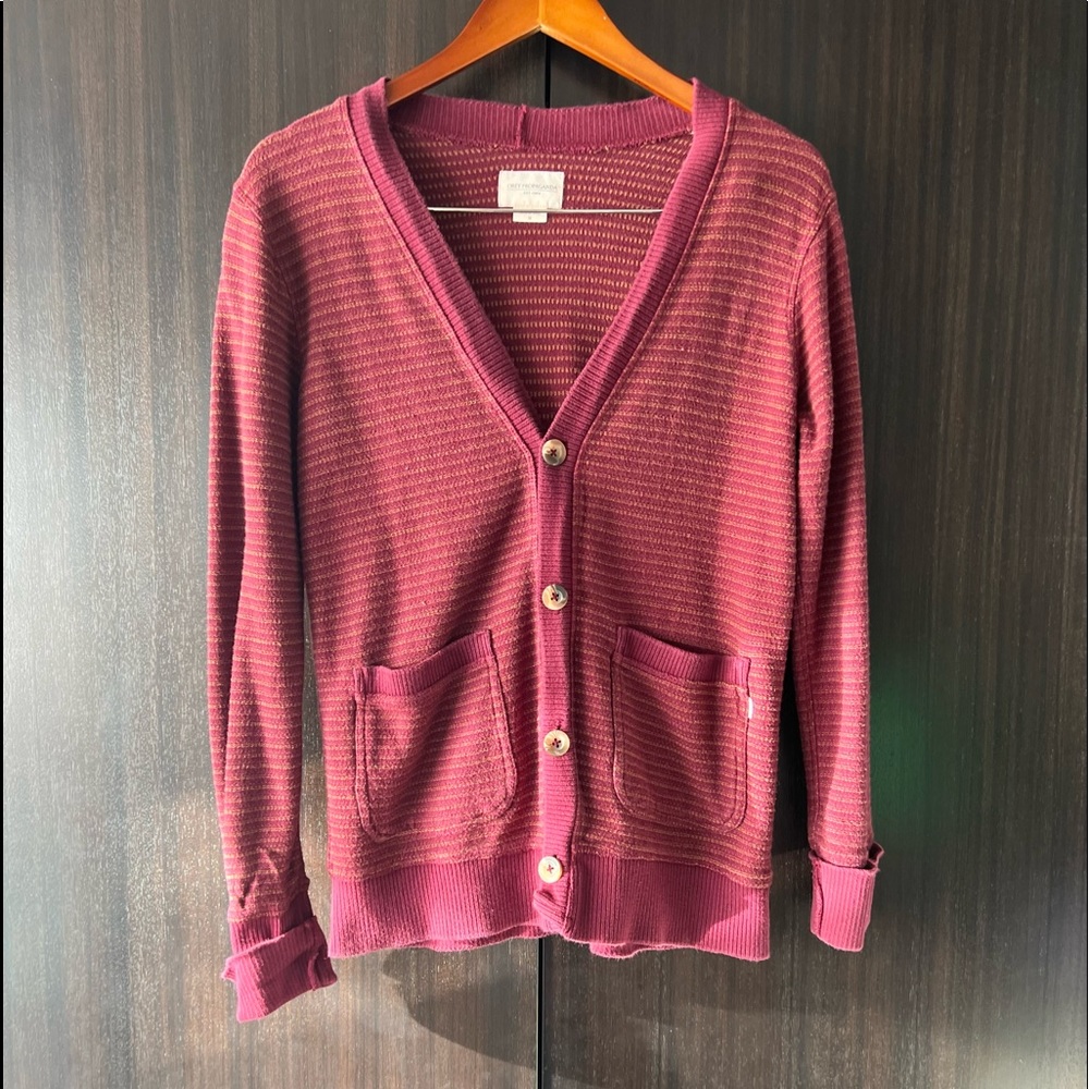 Obey Propaganda Cardigan Sweater M Knit V Neck Pockets Buttons